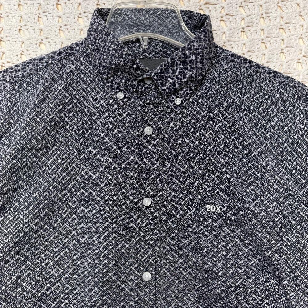 Wrangler 20X Competition Werstern Shirt Mens XL Gray Black Geometric Button Down